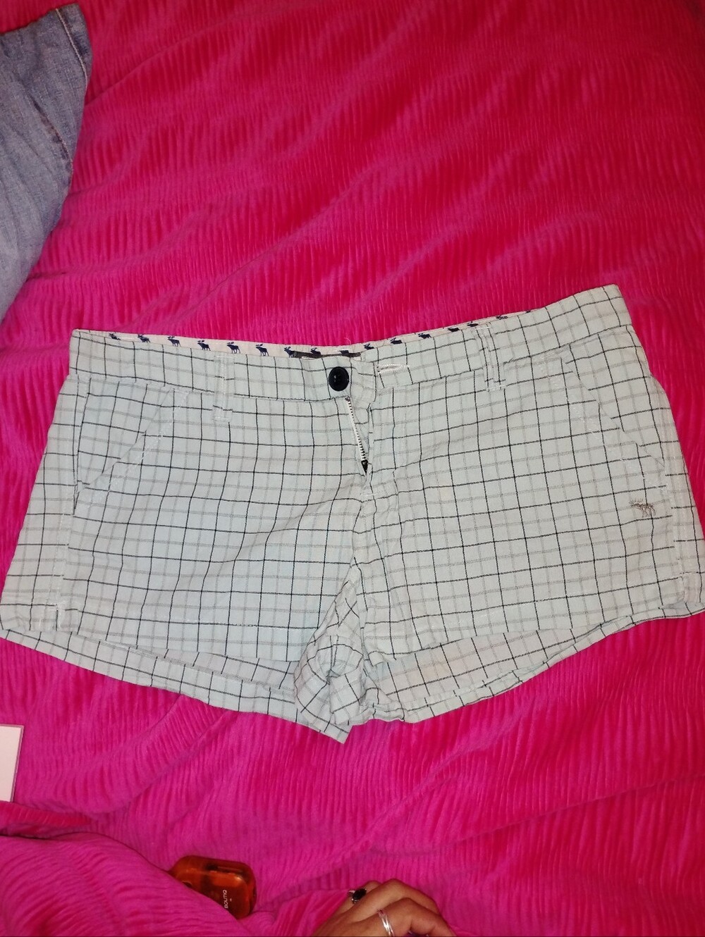 Abercrombie & Fitch Light Blue Windowpane Plaid Shorts